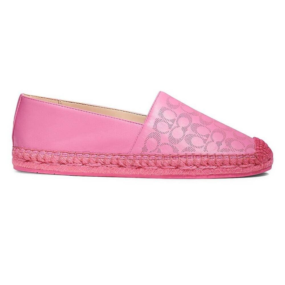 COACH Carley Leather Espadrille Flats Petunia Pink Slip On NWB 9